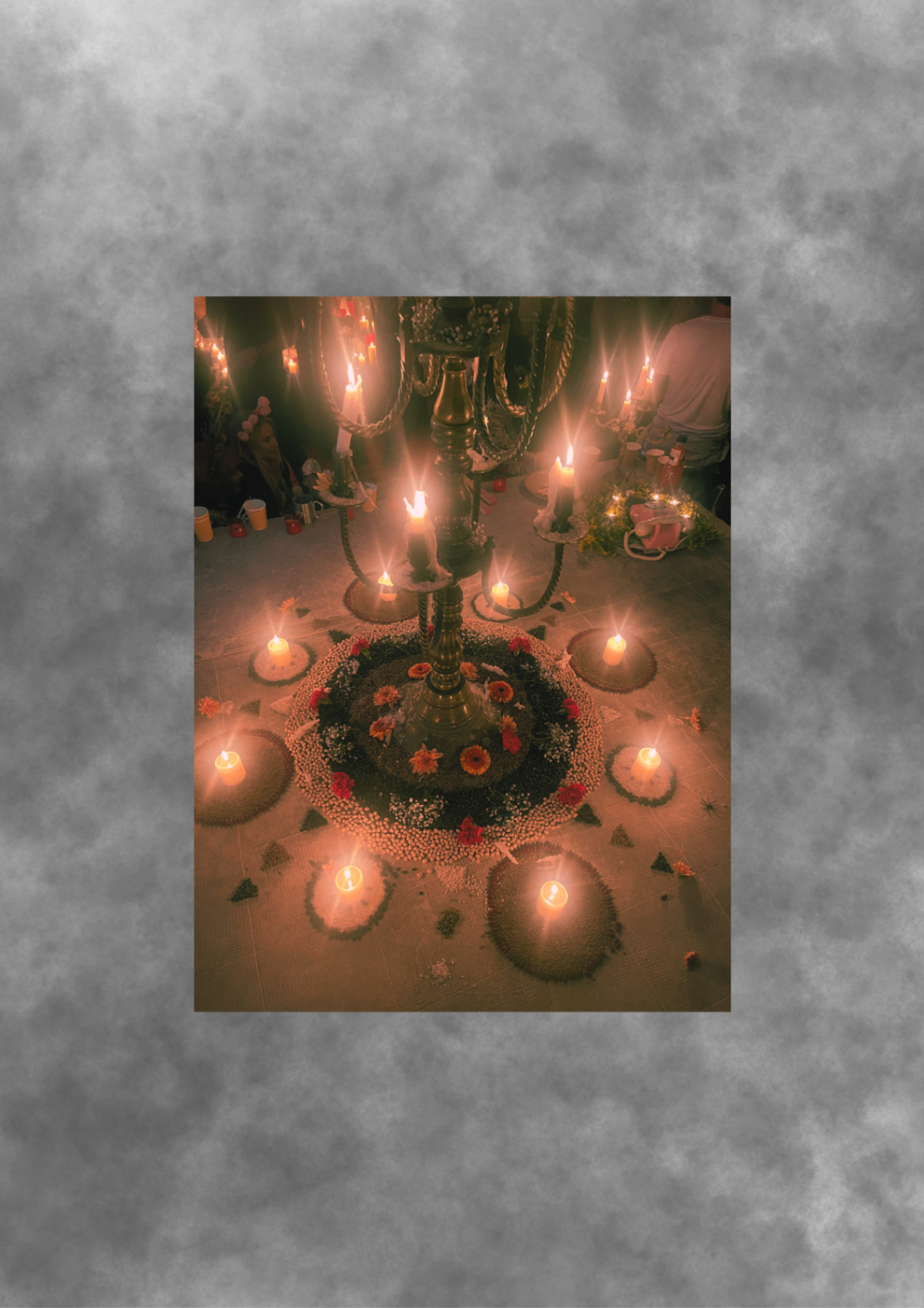 Candlelit ceremonial installation.