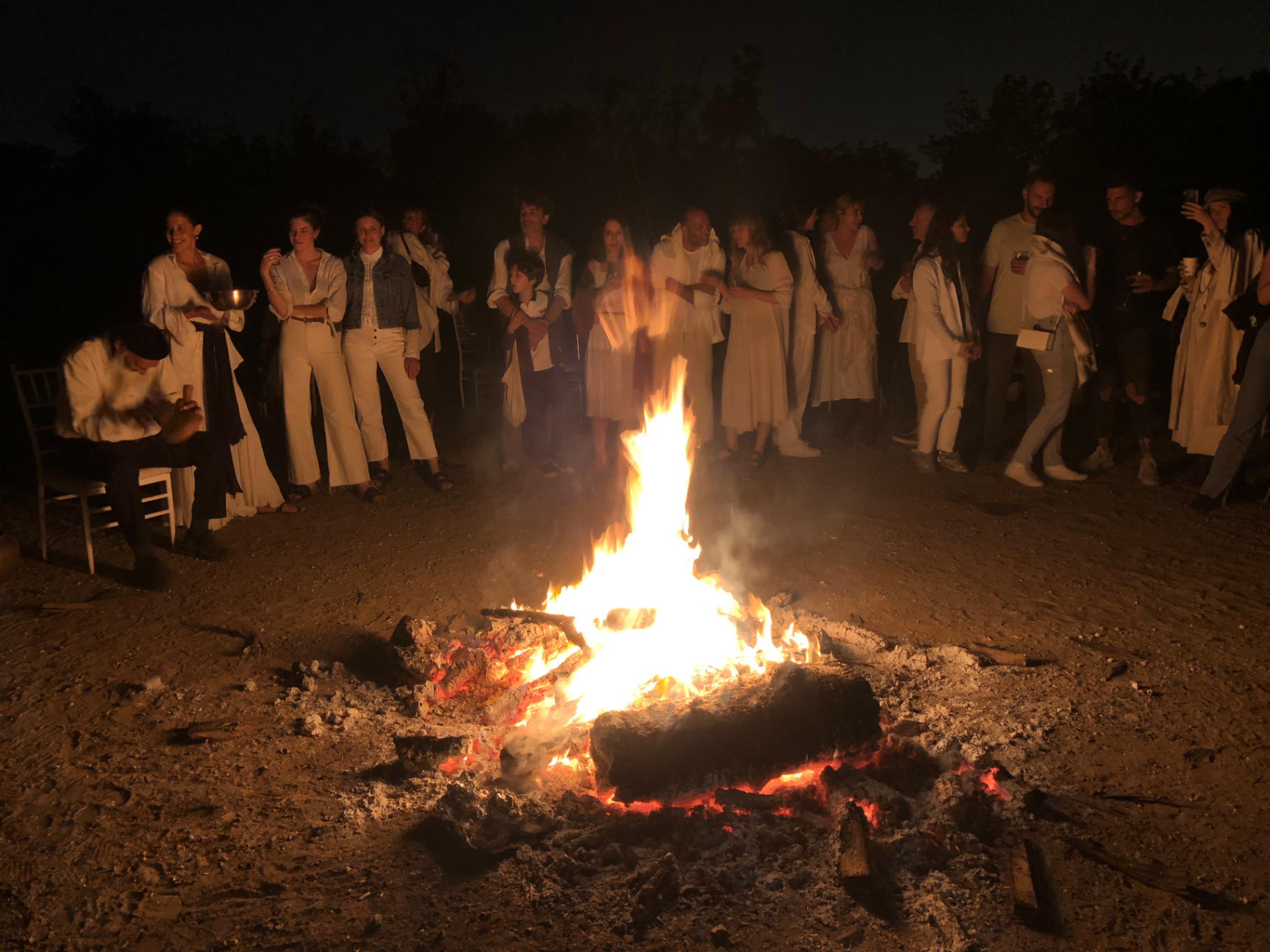Bonfire ceremony at night.